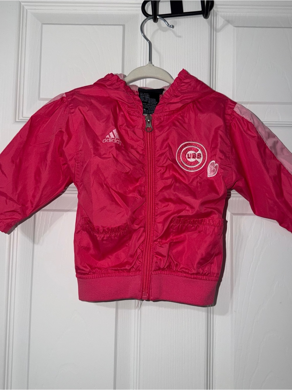 Vintage Adidas Baby Girl MLB Chicago Cubs Pink Zip-Up Jacket Size 12 Months